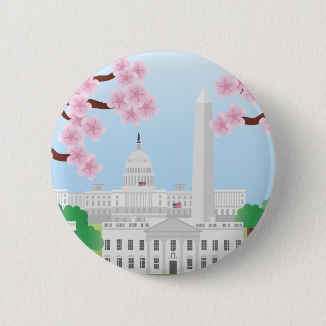 Washington DC und Kirschblüten-Knopf Button (Vorderseite)