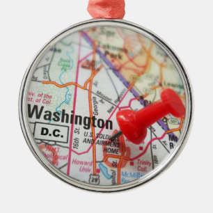 Washington DC USA Hauptstadt Map Button Ornament Aus Metall