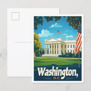 Washington DC USA Vintage Reiseillustration Postkarte