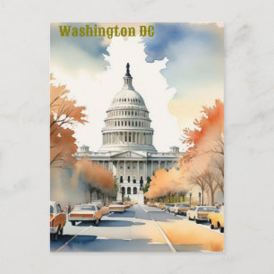 Washington DC Vintage Aquarell Postkarte