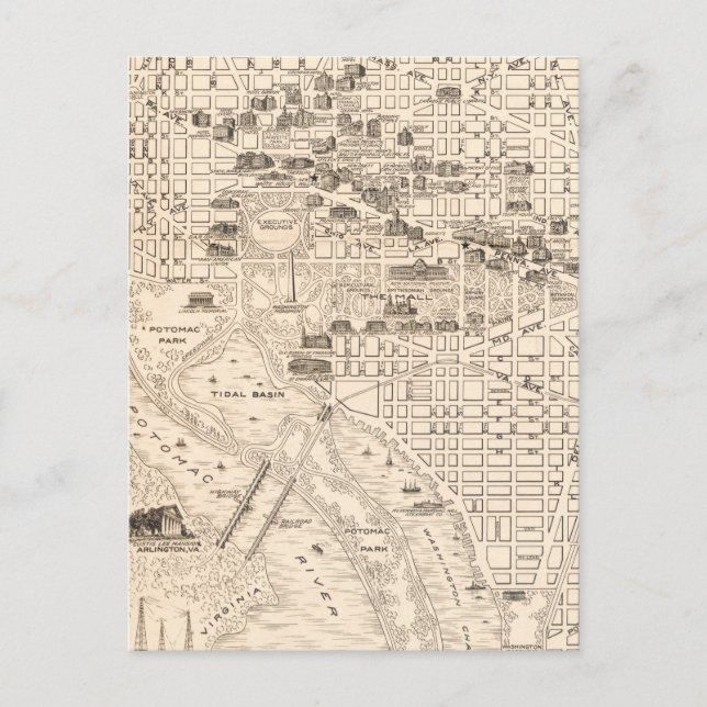 Washington DC Vintage Map  Postkarte (Vorderseite)