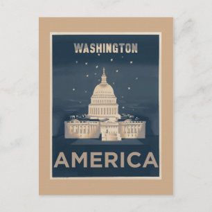 Washington DC Vintage Reiseplakat Postkarte