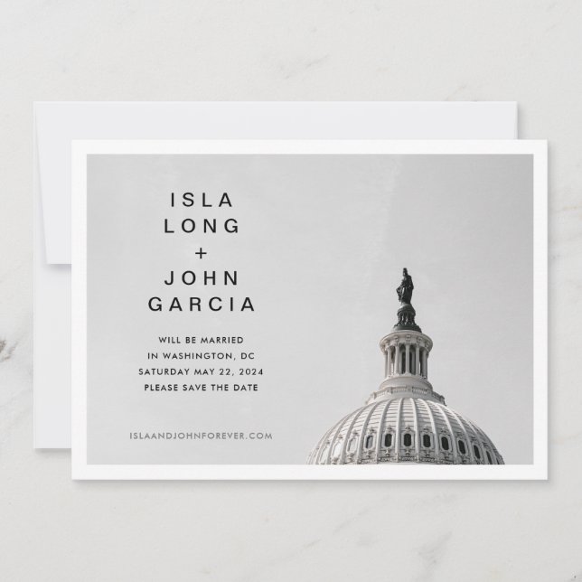 Washington DC Wedding rettet das Datum der Einladu Einladung (Vorderseite)