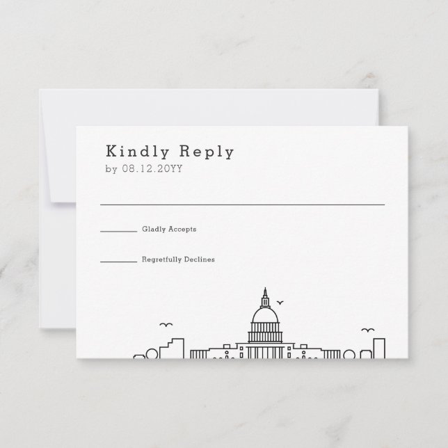 Washington DC Wedding | Stilisierte Skyline-UAWG RSVP Karte (Vorderseite)