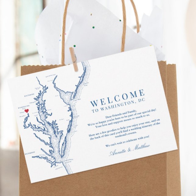 Washington DC Wedding Welcome and Itinerary Dankeskarte (This Washington DC wedding welcome letter has your wedding weekend itinerary on the back)