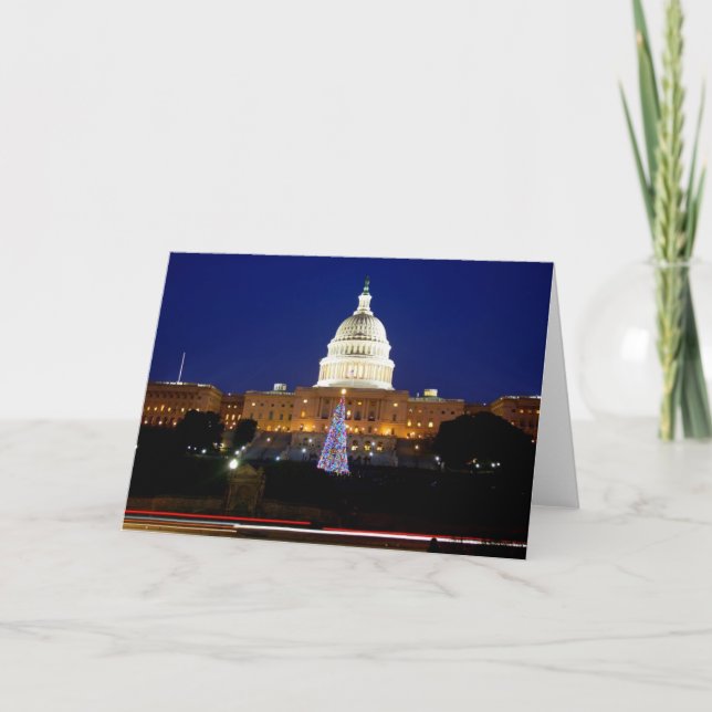 Washington, DC-Weihnachtsbaum-Gruß-Karte Feiertagskarte (Vorderseite)