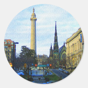 Washington Denkmal Historische Nachbarschaft Runder Aufkleber