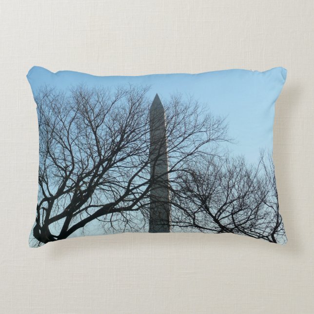 Washington Denkmal im Winter I Landschaft Dekokissen (Vorderseite)