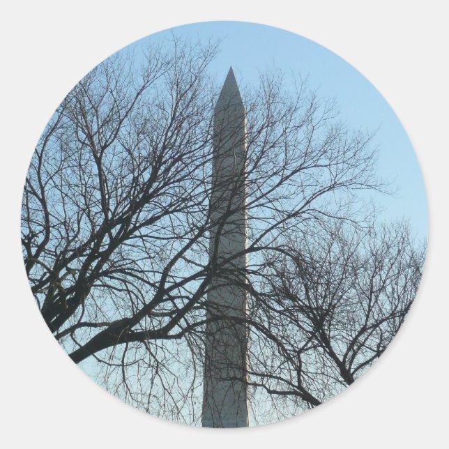 Washington Denkmal im Winter I Landschaft Runder Aufkleber (Vorderseite)
