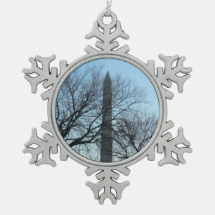 Washington Denkmal im Winter I Landschaft Schneeflocken Zinn-Ornament