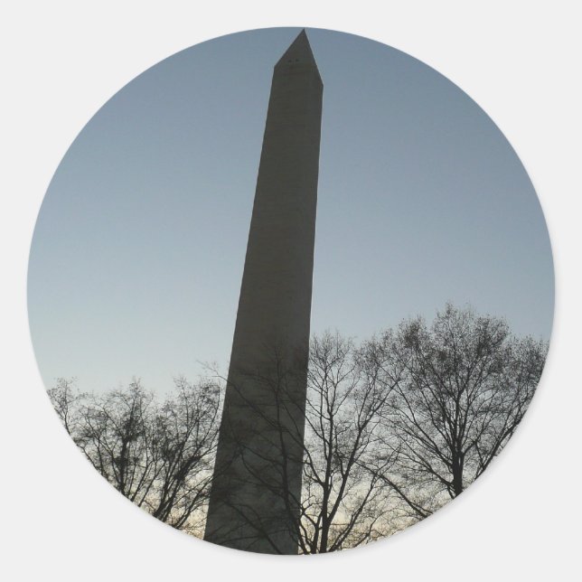 Washington Denkmal im Winter II Landschaft Runder Aufkleber (Vorderseite)