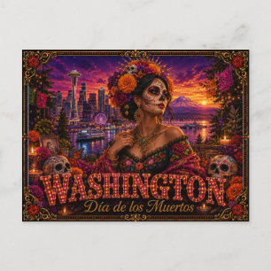 Washington Día de los Muertos Retro Postkarte