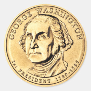 Washington Dollar Coin Classic Round Sticker