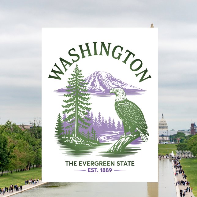 Washington Evergreen Staat Travel Postkarte (Washington Evergreen State Travel Postcard
)