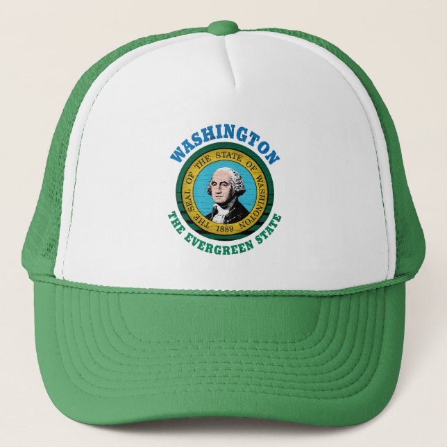 WASHINGTON EVERGREEN STATE FLAG TRUCKER HAT TRUCKERKAPPE (Vorderseite)