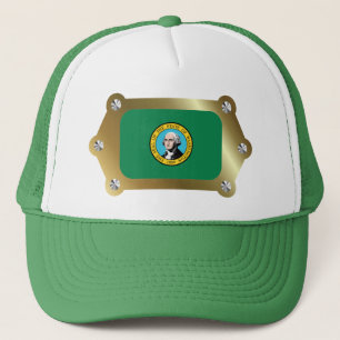 Washington gerahmt Flag Hat Truckerkappe