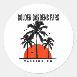 Washington Golden Gardens Park Surfing Surfboardin Runder Aufkleber