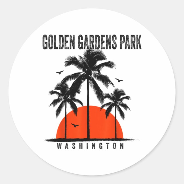 Washington Golden Gardens Park Surfing Surfboardin Runder Aufkleber (Vorderseite)
