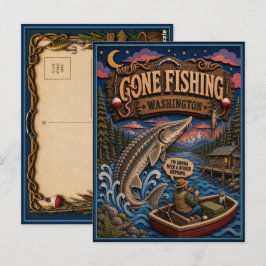 Washington Gone Fishing Weißer Stör Postkarte