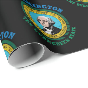 WASHINGTON IMMERGRÜNE STAATSFLAGGE GESCHENKPAPIER