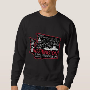 Washington Karte USA Kennewick Seattle Tacoma Fork Sweatshirt