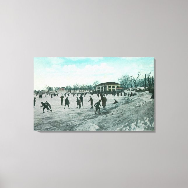Washington Lake Park Ice Skaten Scene Leinwanddruck (Vorderseite)