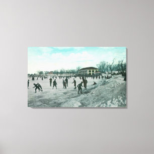 Washington Lake Park Ice Skaten Scene Leinwanddruck