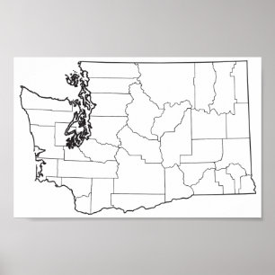Washington-Landkreis-leere Kontur-Karte Poster