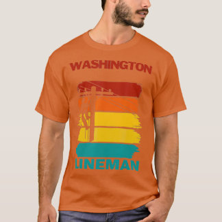 Washington Lineman Sunset Electrician Electrical T-Shirt