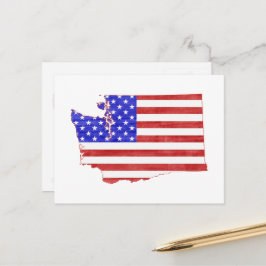 Washington Map Shaped American Flag Patriotic Postkarte