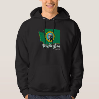 Washington Map USA Staaten Washington Flag Mens Wo Hoodie