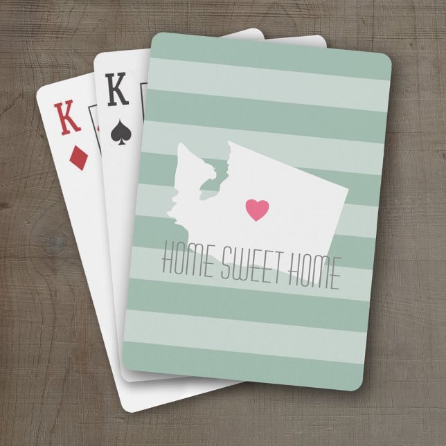 Washington Map Zuhause Staat Liebe mit Custom Hear Spielkarten (Personalized Playing Cards with a State Map, Movable Heart and Name)