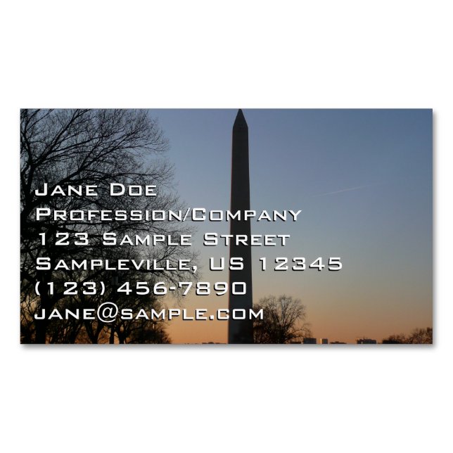 Washington Monument at Sunset Magnetische Visitenkarte (Vorderseite)