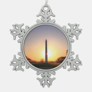 Washington Monument at Sunset Schneeflocken Zinn-Ornament