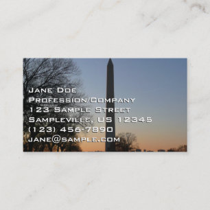 Washington Monument bei Sonnenuntergang in DC Visitenkarte