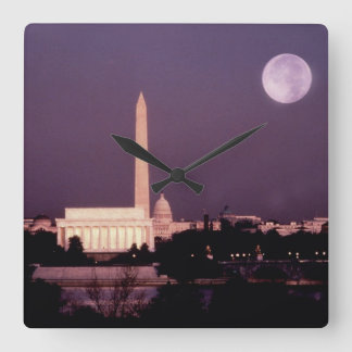 Washington-Monument, die Hauptstadt und Jefferson Quadratische Wanduhr