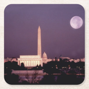Washington-Monument, die Hauptstadt und Jefferson Rechteckiger Pappuntersetzer