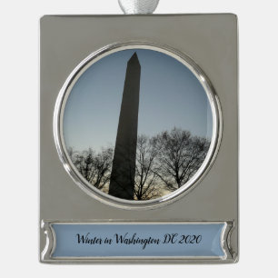 Washington Monument im Winter II Landschaft Banner-Ornament Silber