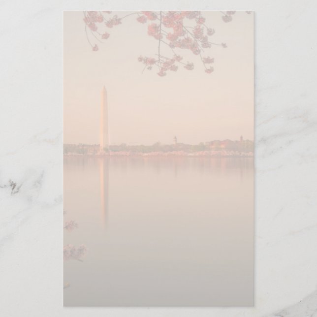 Washington-Monument Kirschblüte am Sonnenuntergang Briefpapier (Vorderseite)