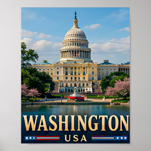 Washington Monument und amerikanische Ikonen Poster