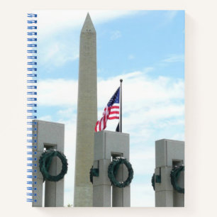 Washington Monument und WWII-Denkmal in DC Notizbuch