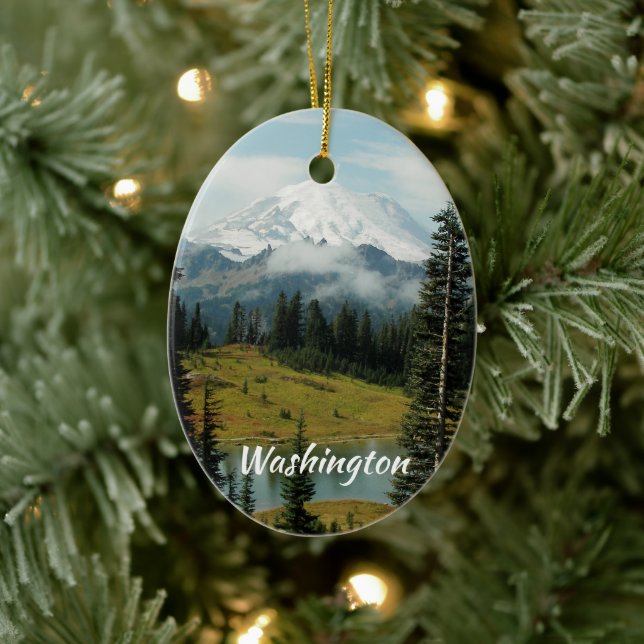 Washington Mount Rainier Holiday Keramik Ornament (Baum)