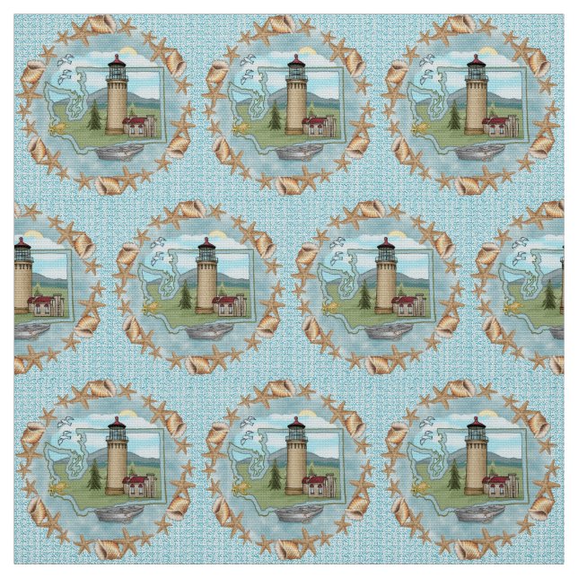 Washington Muscheln Lighthouse Stoff (Muster)