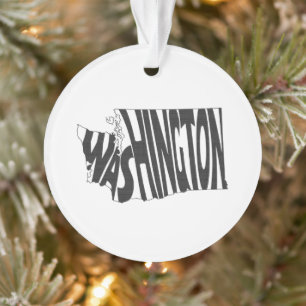 Washington Name Washingtonian Word Art Black Ornament