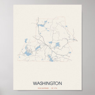 Washington New Hampshire Straßenkarte Poster