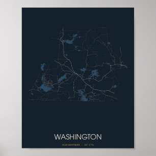 Washington New Hampshire Straßenkarte Poster (Nach