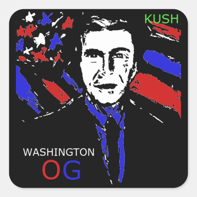 WASHINGTON OG KUSH QUADRATISCHER AUFKLEBER (Vorderseite)