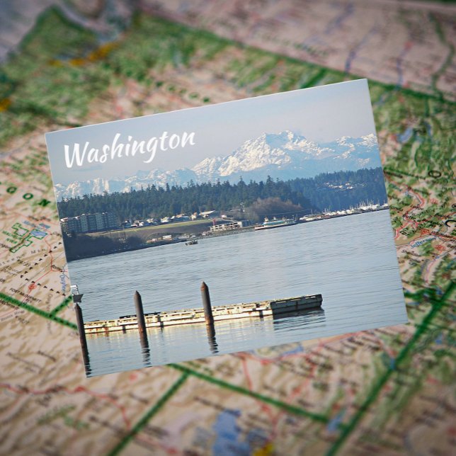Washington Olympic Mountains View Travel Postkarte (In Situ Map)