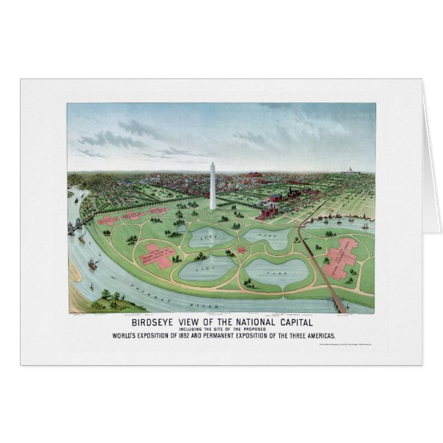 Washington, panoramische Karte DCs - 1888 (Vorderseite (Horizontal))