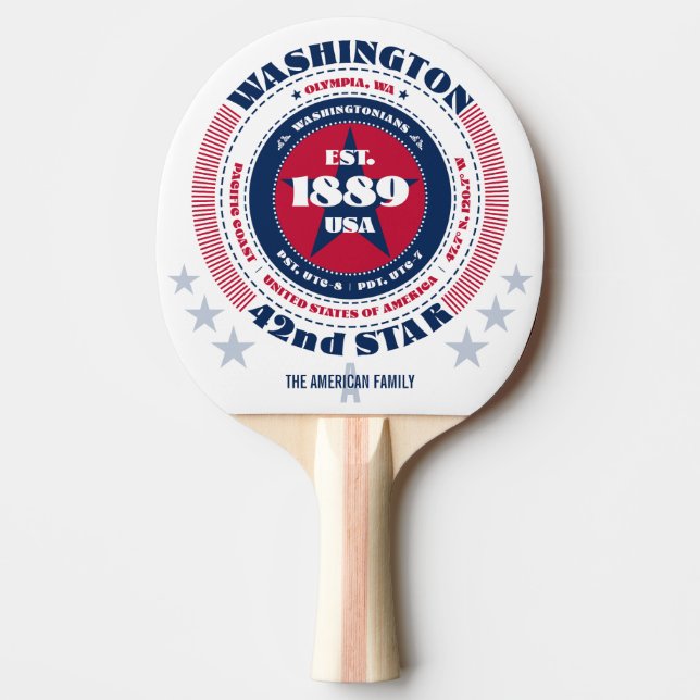 Washington Pride Circular Typografy Monogram Tischtennis Schläger (Vorderseite)